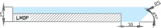 Radius oppe, 45° fas nede – Snitt